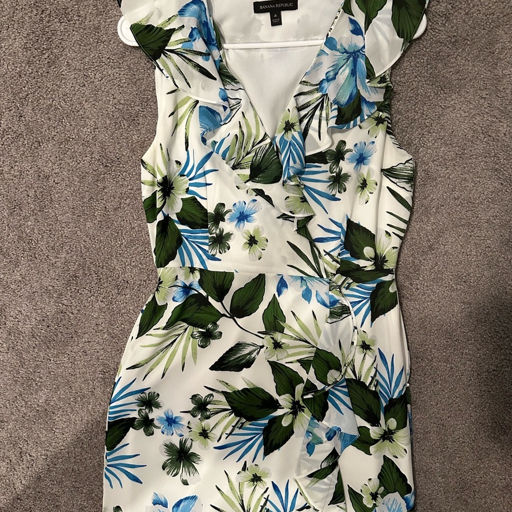 Banana Republic Blue Mini Sundress with Flutter Sleeves